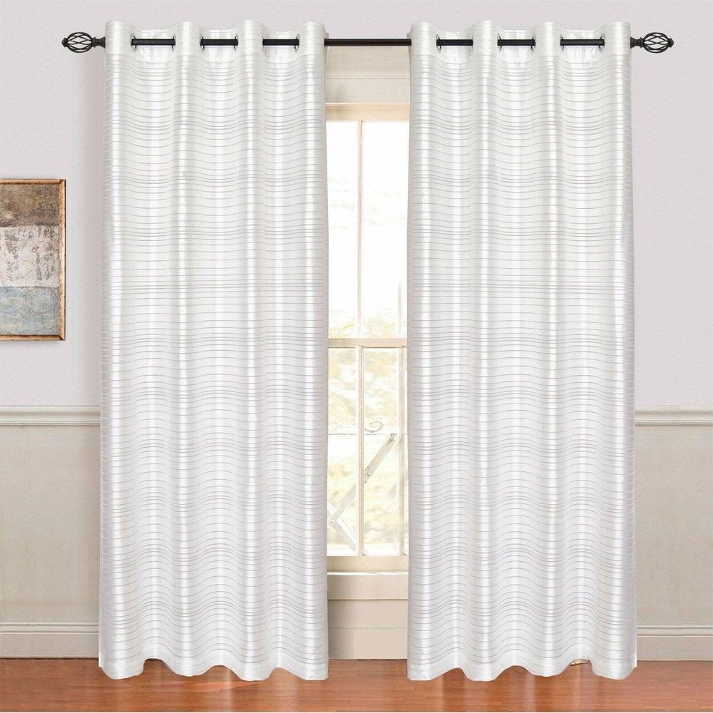 Lavish Home Maggie White Grommet Curtain Panels 54” W by 95” L Set of 2